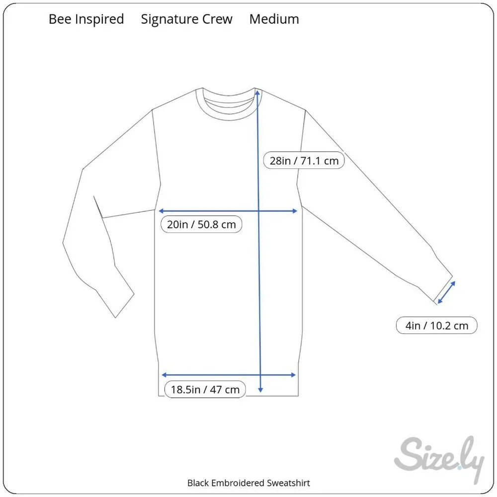 Bee Inspired Brand Signature Crew Sweatshirt B33 Black Medium Athletic Unisex